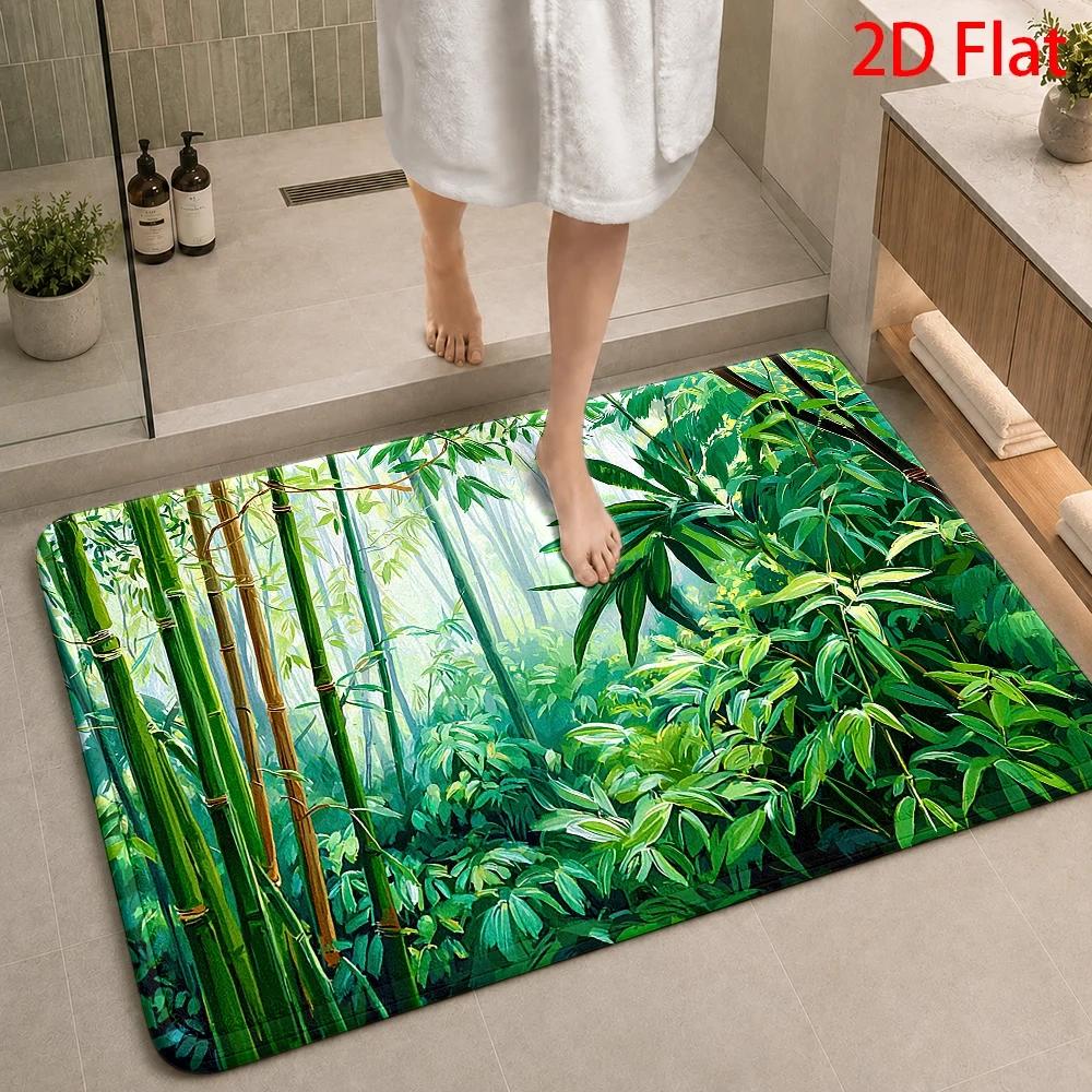 Bamboo Bath Mat - Коврик для ванной с узором тропических