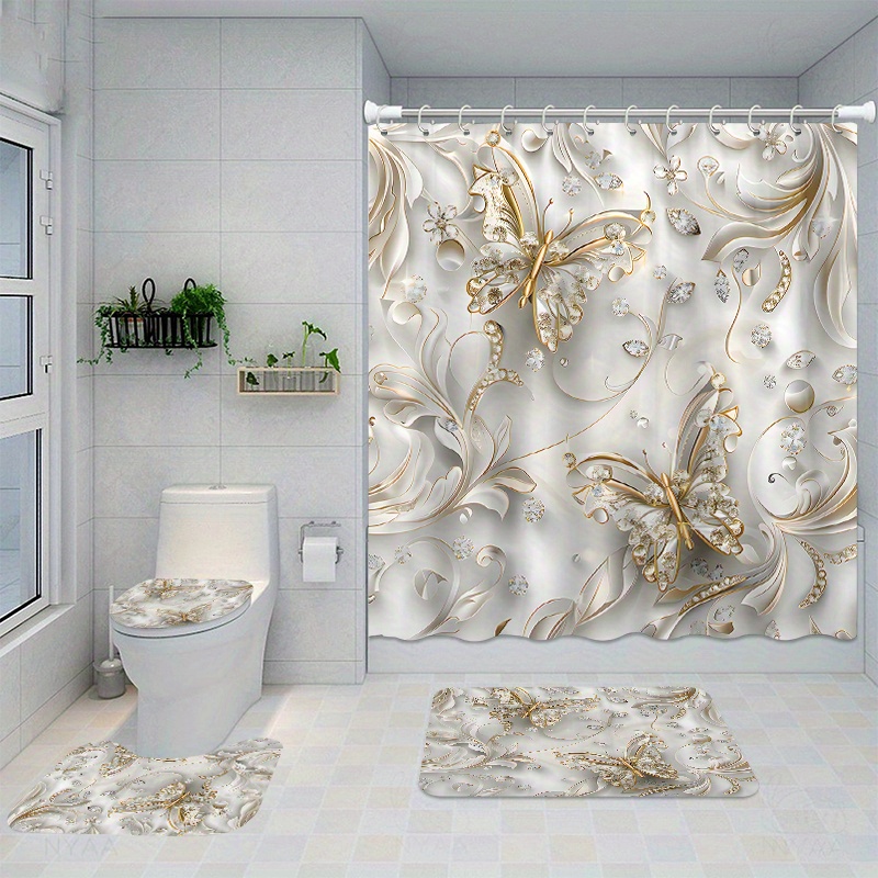 Bamboo Bath Mat - Элегантный комплект занавесок для душа-бабочки из