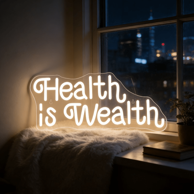 Health Wellness Lifestyle - Неоновая вывеска «Здоровье — это богатство»:
