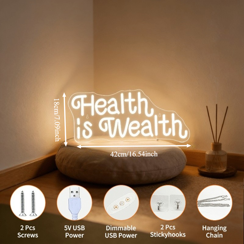 Неоновая вывеска «Здоровье — э – обзор и цена Health Wellness Lifestyle